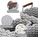 Sea Team 3-Pack Rectangle Woven Cotton Rope Storage Baskets with Handles, Shelf Basket, Closet Organizers, 3-in-1, Gray by CozyNest Decor