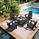 SERWALL Outdoor Coffee Table, HDPE Patio Coffee Table for Outside, Rectangle, Black by CozyNest Decor