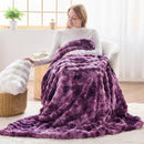 NEWCOSPLAY Faux Fur Throw Blanket Tie-dye Violet Purple Luxury Fluffy Thick Warm Bubble Blanket for Couch Sofa Bed 700GSM (Tie-dye Violet Purple, Throw(50"x60")) by CozyNest Decor