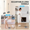 JOYMOOP Black Broom and Dustpan Set, Upright Angle Design with Built-in Comb Teeth for Home, Office, Hardwood Floors, Pet Hair by CozyNest Decor