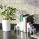 Natural Marble Book Ends for Shelves, Decorative Bookends for Heavy Books, CastleGuard Bookend Book Holder Stopper for Home Office Desk Bookshelf Decoration, Set of 2 (Mist Grey) by CozyNest Decor