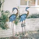 Natelf Garden Crane Statues Outdoor, Standing Blue Heron Decoy Sculptures, Metal Bird Yard Art for Lawn Patio Backyard Decoration(Set of 2) by GreenHaven Gardens