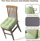 Codi Dining Chair Cushions 2 Pack, Thick Chairs Pads for Indoor Kitchen Room - Washable, Non-Slip Memory Foam Seat Cushion with Ties, 16.5"x16.5"x 3.5", Set of 2, Sage by CozyNest Decor