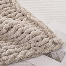 WESHIONGOO Chunky Knit Blanket Throw 40"×40" Knitted Throw Blankets for Couch Bed Fluffy Soft Blanket with Jumbo Chenille Yarn Thick 100% Handmade (Linen) by CozyNest Decor