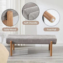 Upholstered Bench Grey Modern End of Bed Bench Chenille Fabric Bedroom Bench for Entryway Living Room Vanity Makeup Room, 47" Long, Wooden Legs by CozyNest Decor
