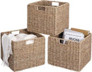 12x12x10in Seagrass Storage Baskets Set of 2, Large Wicker Storage Basket, Decorative Seagrass Shelf Basket, Pantry Baskets Organization,Folding Storage Cube Bins by CozyNest Decor