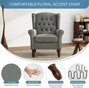UIXE High Back Accent Chair, Fabric Upholstered Armchair for Living Room, Retro Wingback Arm Chair Comfy Single Sofa Bedroom Reading Seat with Solid Wooden Legs - Gray by CozyNest Decor