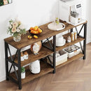 LVB Wood Console Table, Rustic 3 Tier Sofa Table Behind Couch, Industrial Metal Entryway Table with Storage Shelf, Farmhouse Wooden Foyer Hallway Table for Entry Living Room, Rustic Brown, 55 Inch by CozyNest Decor