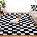 Super Soft Rug for Bedroom, 8x10 Ft Black and White Area Rug Classic Checkered Shaggy Anti-Skid High Pile Soft Fluffy Rug Fuzzy Carpet for Living Room Bedroom Kids Room Nursery, Dorm Home Decor by TinyTreasures Baby Boutique