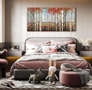 Large Framed Wall Art for Living Room Birch Tree Wall Decor Red Forest Painting Artwork Wall Decoration Nature Pictures Wall Art Fall Above Bed Wall Decor by CozyNest Decor