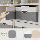 Yawinhe Fabric Storage Baskets, Foldable Closet Organizer for Shelves, Large Boxes with 3 Handles, Canvas Bins for Clothes, White/Grey, 12.99''Lx9.05''Wx7.87''H, 6-Pack by CozyNest Decor