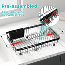 MAJALiS Dish Drying Rack in Sink -Expandable Stainless Steel Over Sink Dish Rack (11.3''-17''), Adjustable Capacity Dish Strainers for Kitchen Sink Counter with Utensil Holder, Black by CozyNest Decor