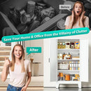 SISESOL Metal Storage Cabinet with 2 Doors and 3 Shelves,White Pantry Storage Cabinet with Legs,Farmhouse Pantry Cabinets Cupboard,Bathroom Cabinets for Home,Kitchen,Dining/Living Room (47.3" H) by CozyNest Decor