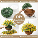 Artificial Faux Hanging Plants Flowers Basket Outdoor Indoor Patio Lawn Garden Spring Decor, Fake Silk Daisy in Basket with 12inch Coconut Lining Chain Palm Flowerpot(Yellow) by GreenHaven Gardens