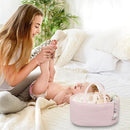 Large Baby Diaper Caddy Organizer for Girl Boy Rope Nursery Storage Bin Basket Portable Holder Tote Bag for Changing Table Car Travel Baby Shower Gifts Newborn Essentials Registry Must Haves Pink by TinyTreasures Baby Boutique