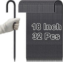 VVOKGO Rebar Stakes 18 Inch J Hook Heavy Duty Ground Anchors (32-Pack), 3/8" Diameter Metal Steel Extra Long Fence Stakes with Chisel Point End for Greenhouse, Gazebo, Carport, Camping Tents, Black by CozyNest Decor