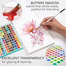 CHROMATEK Watercolor Paint Set – 128 Vibrant Colors for Artists & Beginners with Palette – Includes Metallic, Fluorescent, Pastel & Opaque Shades, Brushes, Pad, Swatch Sheets & Travel Case by TinyTreasures Baby Boutique