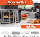 Gourmia Toaster Oven Air Fryer Combo 17 cooking presets 1700W french door digital air fryer oven 24L capacity accessories, convection rack, baking pan tray recipe book GTF7655,Large,Stainless Steel by CozyNest Decor