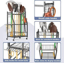 WALMANN Garden Tool Organizer with Wheels for Garage, Rakes/Shovels/Yard Tools Storage Stand for Garden, Shed, Indoor/Outdoor Long-Handled Tools Rolling Cart by GreenHaven Gardens