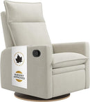 Jaymar Arya Modern Nursery Glider Recliner Chair – Cozy Nursing Chair with 360° Swivel for New Parents, Gentle Motion, Compact Design, High Back & Low Armrests, Canadian Made (Ivory/Nubia Fabric) by TinyTreasures Baby Boutique