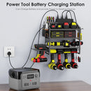 Power Tool Organizer Wall Mount with Charging Station, 4 Layer Storage Rack and Tool Holder for Garage Organization, 6 Drill Holder Wall Mount, 4 Hooks and 6 Outlet Power Strip, Great Men's Gift by GreenHaven Gardens