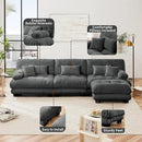 L Shaped Couch Sectional Couch, 3-Seater Cloud Couch Sectional Oversized Couch, Sofa Bed Couch with Round Bolster Armrests 5 Pillows, Modular Couch Home Sofa Living Room Couch(Gray)