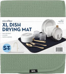 S&T INC. Dish Drying Mat XL, 18” x 24”, Absorbent Microfiber Kitchen Counter Mat, Dish Drying Pad for Dishes, Utensils, Pots and Pans, Extra Large, Sage Green by CozyNest Decor