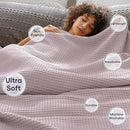 PHF Ultra Soft Waffle Weave Blanket King Size 104"x 90"- Washed Lightweight Breathable Cozy Woven Blanket for Bed - Aesthetic Decor for Couch Bedding Sofa Home Car - Dusty Rose by CozyNest Decor
