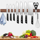 Dmore magnetic knife holder for wall—with 2 hooks, No Drilling 23 Inch walnut knife magnetic strip, Powerful knife magnet rack, include Adhesive Tape and screws for Knives, Utensils, and Tools by CozyNest Decor