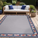 Beverly Rug Outdoor Rug 8x10 Modern Bordered Area Rugs for Indoor and Outdoor Patio Easy to Clean Non Shedding Living Room Porch Garden Washable Outside Carpet (8 x 10 Gray) by CozyNest Decor