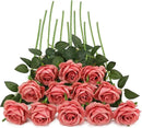 Pink Fake Roses Artificial Flowers - 10 Pcs Fake Artificial Roses Silk Flowers with Stems for Home Wedding Hotel Office Centerpiece Decor（Dusty Pink） by CozyNest Decor