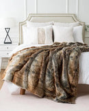 BATTILO HOME Luxury Brown Faux Fur Blanket Thick Warm Elegant Cozy Fuzzy Throw for Couch, Bed, Sofa Fluffy Blankets Decorative Reversible to Plush Velvet, 50"x60" by CozyNest Decor