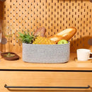 Small Storage Baskets for Organizing | Closet Organizer Bins | Shelf Toy Basket | Woven Rope Baskets | Cube Decorative Box | Shallow Basket | 11.5x7.5x4.7” | 3 Packs Mixed Grey by CozyNest Decor