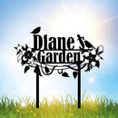 Personalized Flower and Bird Metal Garden Stake, Bird Garden Sign, Custom Flower Yard Decor, Mom's Garden Gift, Gardener Family Name Sign, Patio Home Gift, Yard Art, Housewarming Gift by CozyNest Decor