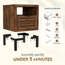 Bme Millie Solid Acacia Wood Rustic Nightstand with Drawers & Open Shelf, Pre-Assembled Industrial Modern Side Table for Living Room, Bedroom by CozyNest Decor