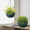 10 inch Hanging Planters for Indoor Outdoor Plants, 2 Pack Hanging Flower Pots with Drainage Holes and Chain for Garden, Plastic Hanging Baskets for House Plants, Black with Green Speckles by CozyNest Decor