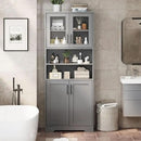 GarveeHome 67" Tall Storage Cabinet, Tall Bathroom Cabinet with Glass Doors and Adjustable Shelves, Freestanding Kitchen Pantry Cabinets, Cupboard for Living Room, Dining Room, Gray by CozyNest Decor