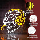 Skull Headphone Neon Sign Headphone Neon Light for Wall Decor LED Dimmable USB Skull Light Up Sign for Halloween Party Game Room Personalized Gifts(12.6 * 16.5In) by CozyNest Decor