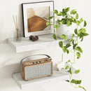 Fun Memories Deep Floating Shelves - 16" W x 9" D x 1.6" H Rustic White Wall Shelf - Wall Mounted Shelves for Storage - Wooden Shelves with Invisible Brackets for Living Room, Farmhouse - Set of 2 by CozyNest Decor