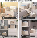 Small Storage Baskets for Shelves Organizing, Woven Cotton Rope Baskets for Storage, Book Basket, Decorative Shelf Basket, 12.5"Lx9.1''Wx7.9''H (4 Packs) Brown by CozyNest Decor