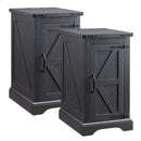 JXQTLINGMU Farmhouse Nightstand Set of 2 with Charging Station, 17" D Rectangular End Table with Barn Door & Adjustable Storage Shelf, Wood Rustic Sofa Side Table for Living Room, Bedroom, Black by CozyNest Decor