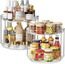 2 Pack 2 Tier Lazy Susan Organizer, 9.25'' Lazy Susan Turntable for Cabinet, Stackable Turntable Organizer Rotating Spice Rack Organization for Kitchen Countertop, Pantry, Bathroom, Clear by CozyNest Decor