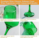 Green Wine Glasses Set of 6-12oz Green Long Stem Wine Glass Cups, Pretty Crystal Glassware, Hand Blown Goblets Drinkware, Unique Drinking Stemware Holiday Gift Set by CozyNest Decor
