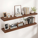 Floating Shelves - 2 Large Wall Mounted Shelves with Invisible Brackets, Long Walnut Wood Floating Wall Shelf for Living Room, Bedroom, Kitchen (48" W x 9" D x 1.5" H) by TinyTreasures Baby Boutique