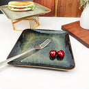 Ceramic Dinner Plates Dish Set, Set of 4, Microwave Oven and Dishwasher Safe, Scratch Resistant, Dinnerware Kitchen Porcelain Serving Dishes 9 inch Square plate by CozyNest Decor