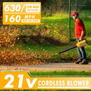 Leaf Blower Cordless (Upgraded) - 630CFM/160MPH, 21V Powerful Electric Cordless Leaf Blower with 2 x 4.0Ah Batteries and Charger, Battery Powered Leaf Blowers for Lawn Care, Patio, Yard, Dust, Snow by GreenHaven Gardens