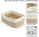 Small Woven Storage Baskets 12“X8”X5“ Decorative Rope Bins for Organizing Shelves, Closets, and Toys, Empty Gift Baskets, Cute Organizer Basket for Home and Office (white and brown regular) by CozyNest Decor
