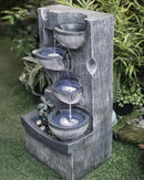 23.43" H Outdoor Water Fountain, 5 Tiers Bowls Garden Water Fountains with LED Light, Modern Natural Waterfall Fountain for Garden, Patio, Yard and Home Art Decor by GreenHaven Gardens