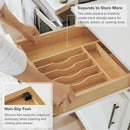 Premium Silverware, Flatware and Utensil Organizer for Kitchen Drawers, Food-Safe Contract Grade, Expandable from 10.5 to 19 In, Natural Bamboo by CozyNest Decor