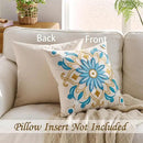Embroidered Throw Pillow Cover 18x18 Classic Boho Floral Pattern Pillows Cover Outdoor Decorative Pillowcase,Durable Cozy Textured Cushion Case for Sofa Couch Bed Living Room,Teal by CozyNest Decor